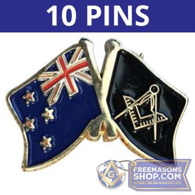 New Zealand Flag Masonic Pins - Set of 10