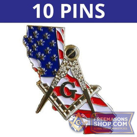 California USA Masonic Lapel Pins 1.25'' - 10 count