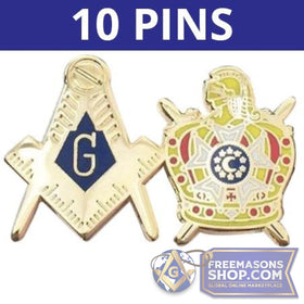 Demolay + Square & Compass Lapel Pins (set of 10)