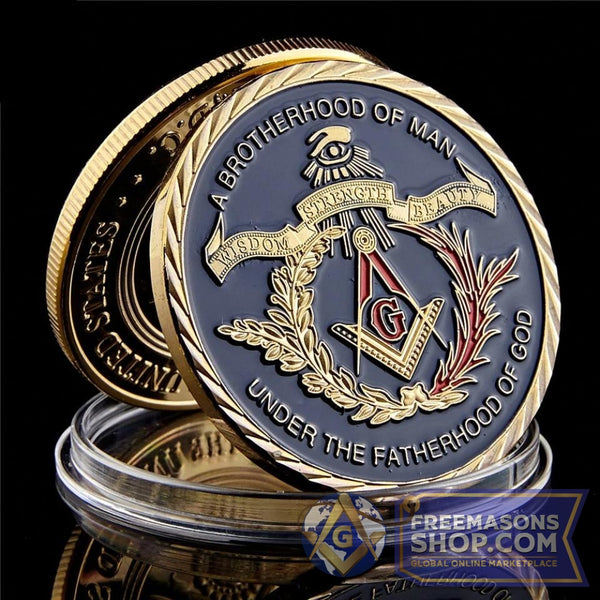 Gold Masonic Brotherhood Coin | FreemasonsShop.com | Coins