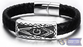 Masonic Bracelet Black Leather