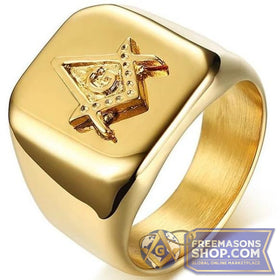 Gold Masonic Compass Ring