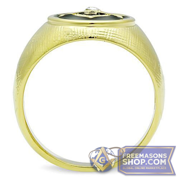 Gold Stainless Steel Crystal Masonic Ring | FreemasonsShop.com | Ring