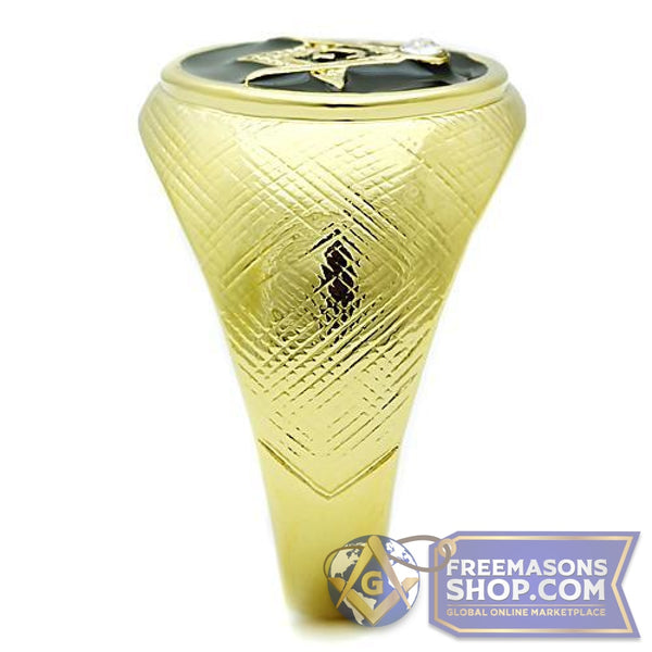 Gold Stainless Steel Crystal Masonic Ring | FreemasonsShop.com | Ring
