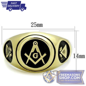 Gold Masonic Ring Stainless Steel