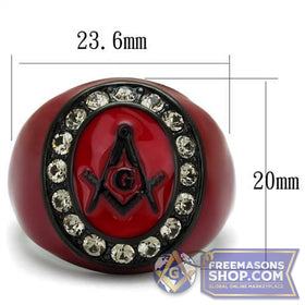 Black Diamond Stainless Steel Masonic Ring