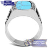 Polished Stainless Steel Synthetic Turquoise Masonic Ring | FreemasonsShop.com | Ring