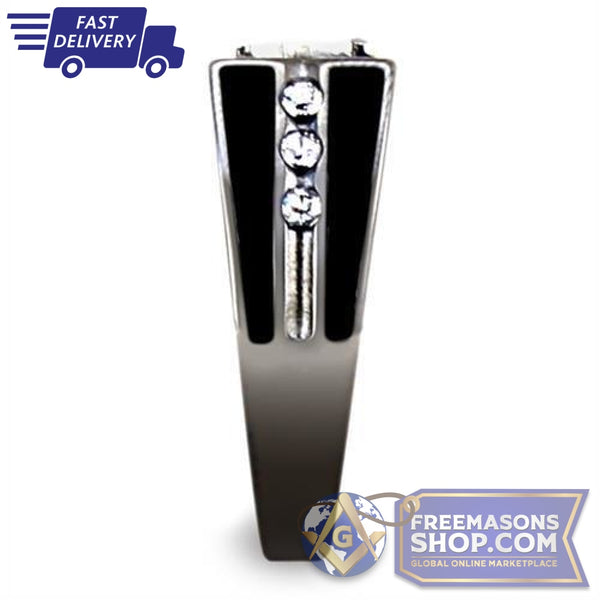 2-Tone Black Masonic Ring AAA Grade | FreemasonsShop.com | Ring