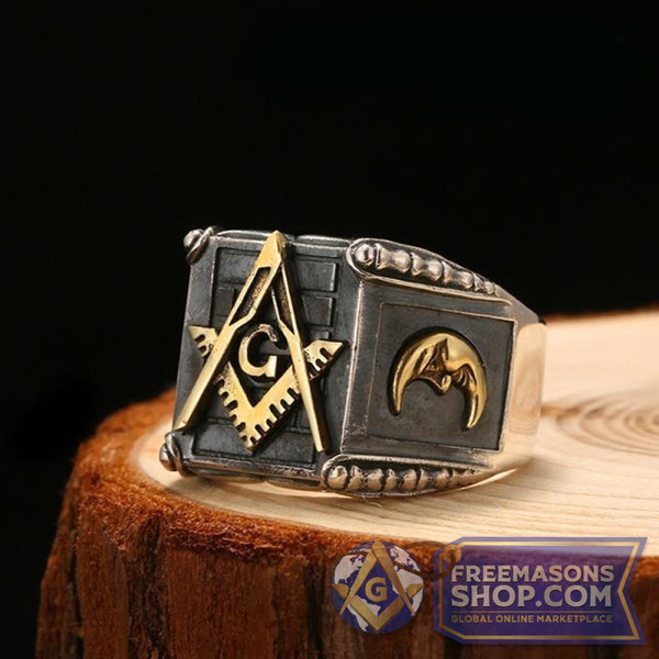 Vintage Sterling Silver Masonic Ring Sun & Moon | FreemasonsShop.com |