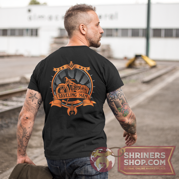 Shriners Traveling Man Motorcycle T-Shirt | FreemasonsShop.com | T-Shirt