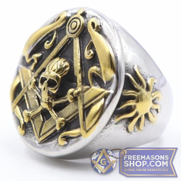 Skull & Crossbone Masonic Ring (Gold & Silver) | FreemasonsShop.com | Rings