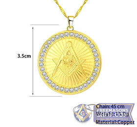 Gold Masonic Round Necklace