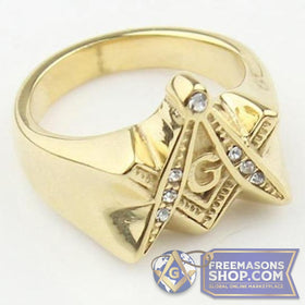 Freemason White Zircon Stainless Steel Ring