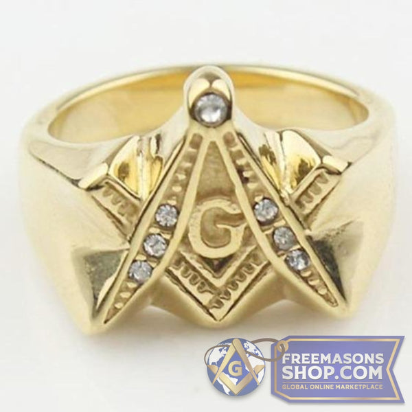 Freemason White Zircon Stainless Steel Ring | FreemasonsShop.com | Rings