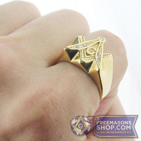 Freemason White Zircon Stainless Steel Ring | FreemasonsShop.com | Rings