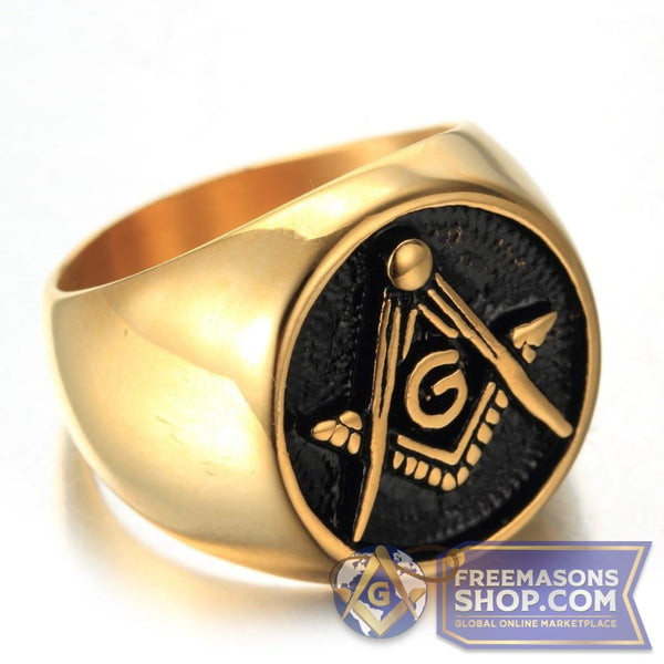 Gold & Black Masonic Ring | FreemasonsShop.com | Rings