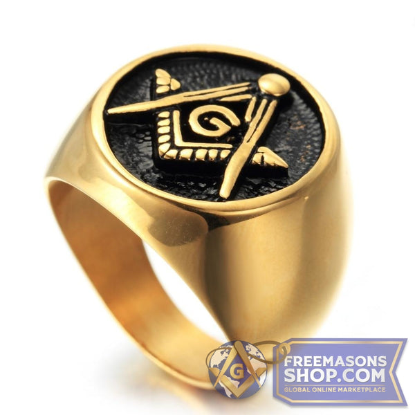 Gold & Black Masonic Ring | FreemasonsShop.com | Rings