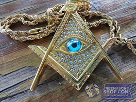 Masonic All-Seeing Eye Gold Zircon Necklace
