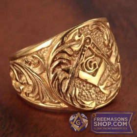 Embossed Masonic Ring (Gold & Silver)