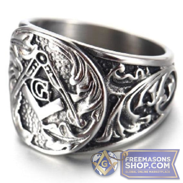 Embossed Masonic Ring (Gold & Silver) | FreemasonsShop.com | Rings