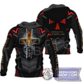Knights Templar 3D Hooded Sweatshirt - Black