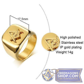 Gold Masonic Compass Ring