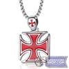 Knights Templar Pendant Necklace (Red or Black)