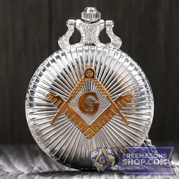Luxury Pocket Watch Vintage Silver Analog Quartz with Chain | FreemasonsShop.com | Watch