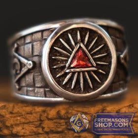 Masonic Red Triangle Crystal Ring