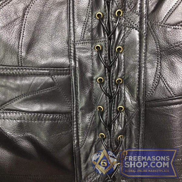 Men's Motorcycle Adjustable Leather Sheepskin with Sidelaces | FreemasonsShop.com | Vest