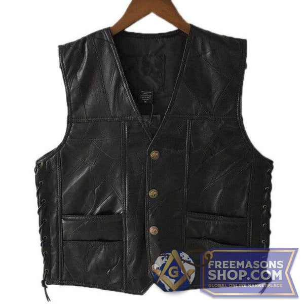 Men's Motorcycle Adjustable Leather Sheepskin with Sidelaces | FreemasonsShop.com | Vest