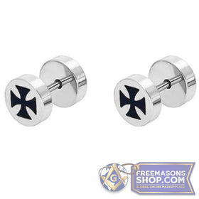 Knights Templar Iron Cross Stud Earrings