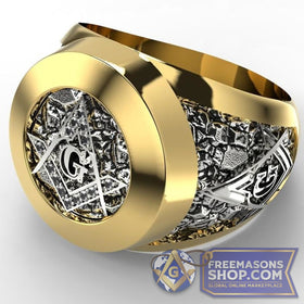 Masonic Inlaid Rhinestone Ring