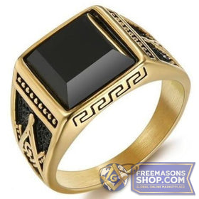 Vintage Black Masonic Ring (Gold & Silver)