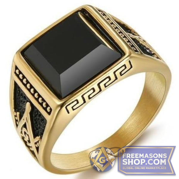 Vintage Black Masonic Ring (Gold & Silver) | FreemasonsShop.com | Rings