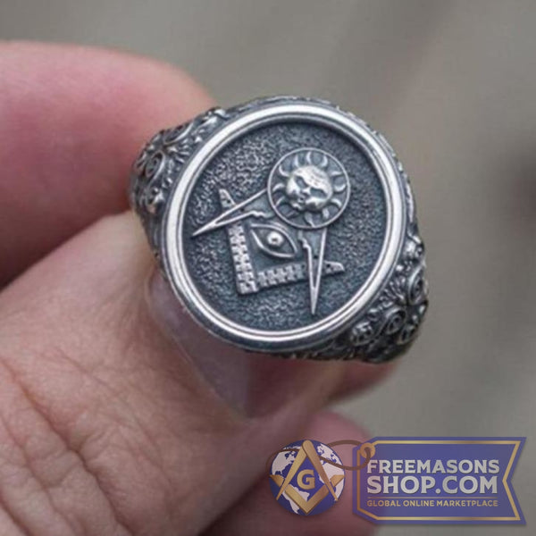 Retro Sun & Stars Masonic Ring | FreemasonsShop.com | Rings