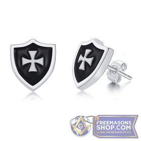 Knights Templar Shield Stud Earrings