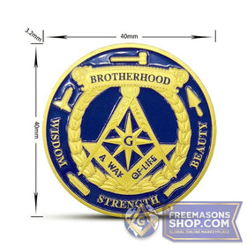Masonic Brotherhood Blue & Gold Commemorative Coin