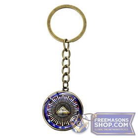 Freemasons Long Key Chain Glass Dome (Various Designs)