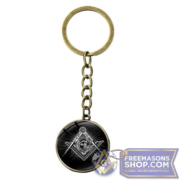 Freemasons Long Key Chain Glass Dome (Various Designs) | FreemasonsShop.com | Key Chain