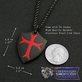 Knights Templar Shield Steel Necklace