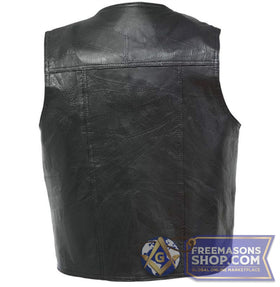 Men's Motorcycle Leather Vest Sheepskin