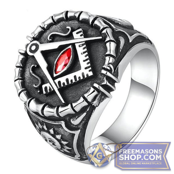Sun & Moon Masonic Ring (Various Colors) | FreemasonsShop.com | Rings