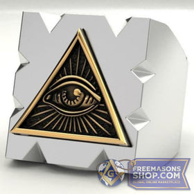 Masonic Triangle Eye Carbide Ring