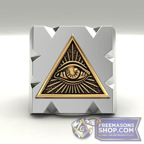 Masonic Triangle Eye Carbide Ring | FreemasonsShop.com | Rings