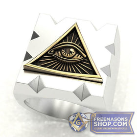 Masonic Triangle Eye Carbide Ring