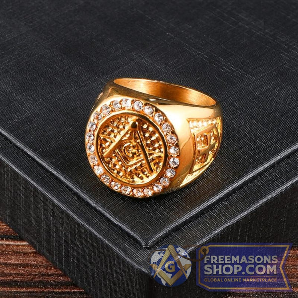 Rhinestone Masonic Ring | FreemasonsShop.com | Rings