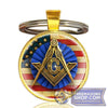 American Freemason Glass Dome Key Chain