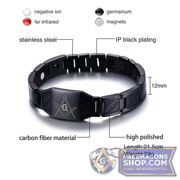 Magnetic Masonic Carbon Fiber Bracelet | FreemasonsShop.com | Jewelry