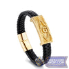Gold & Silver Leather Masonic Bracelet | FreemasonsShop.com | Jewelry